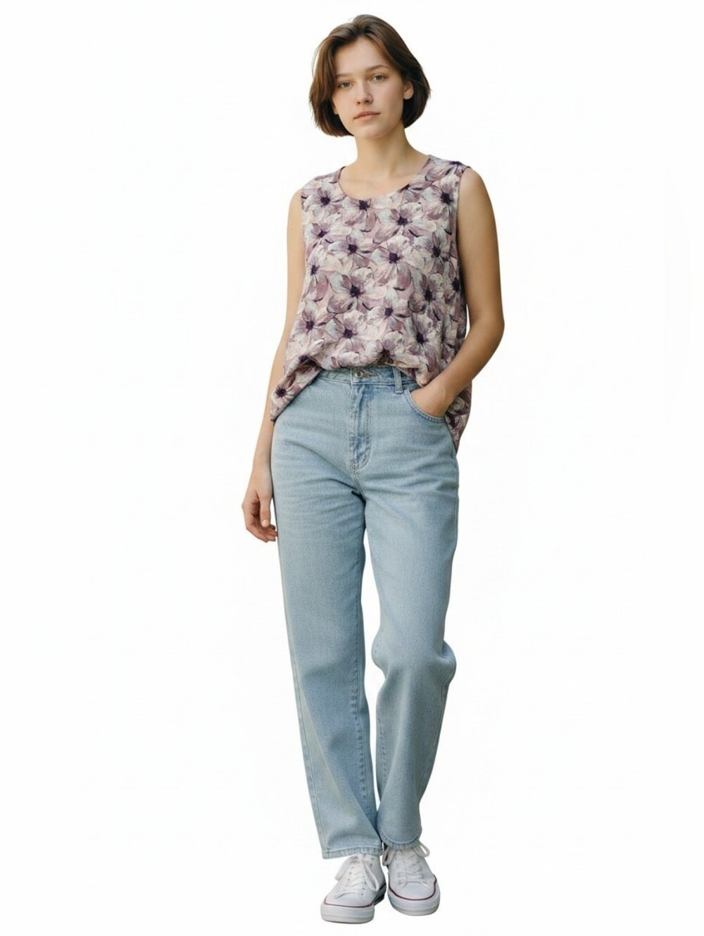 Bon A' Part Floral Sleeveless Top SZ L